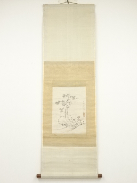 JAPANESE HANGING SCROLL / HAND PAINTED / SCENERY / BY SHUNKIN URAKAMI